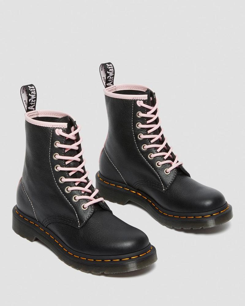 Women's Dr Martens 1460 Contrast Leather Lace Up Boots Black / Pink | AU 153HAP